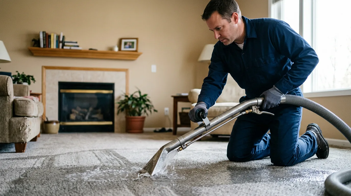 Water damage restoration technician working near Leakesville, MS